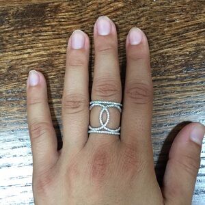 Delicate silver and rhinestone ring